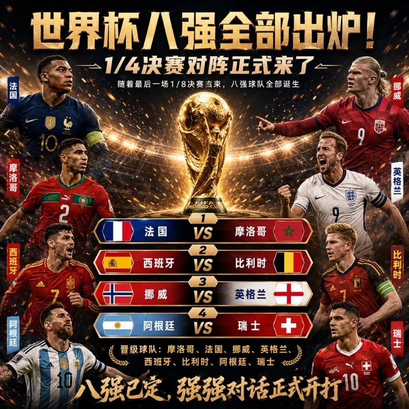 2026世界杯八强全部出炉！1/4决赛对阵正式来了